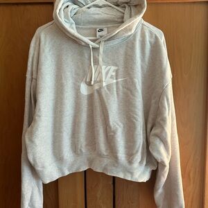 Nike White Oversized Crop Long Sleeve Sweatshirt